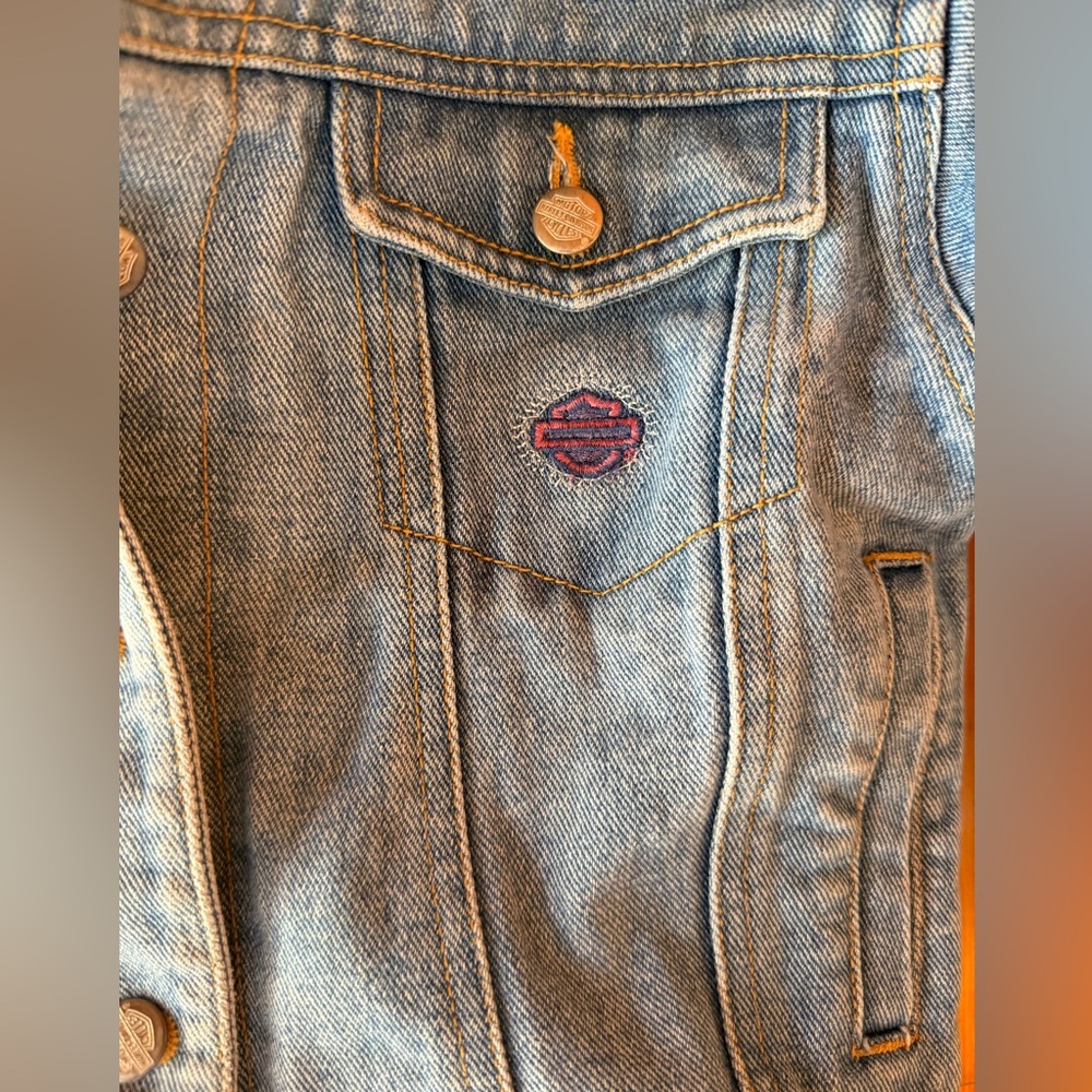 Harley-Davidson HD‎ Motorcycles Youth  Denim Buttoned Jean Jacket Size 6x - Picture 3 of 6